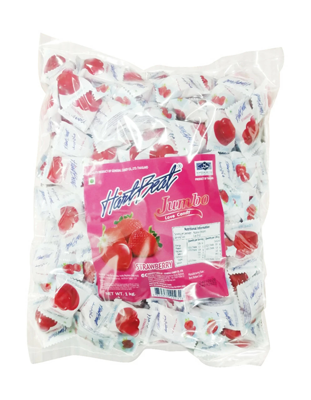 Hartbeat Strawberry Jumbo Love Candy 1kg BAG 3 Hartbeat Strawberry Jumbo Love Candy 1kg BAG