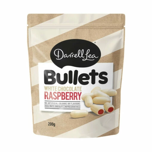 Darrell Lea White Chocolate Raspberry Bullets -CONFECTIONERY WORLD Shop White Choc raspberry bullet 200g 12762.1670460929