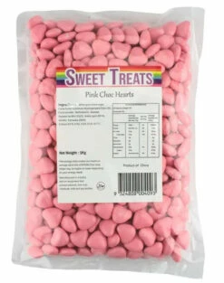 Pink Candy Coated Choc Heart 1kg BBS