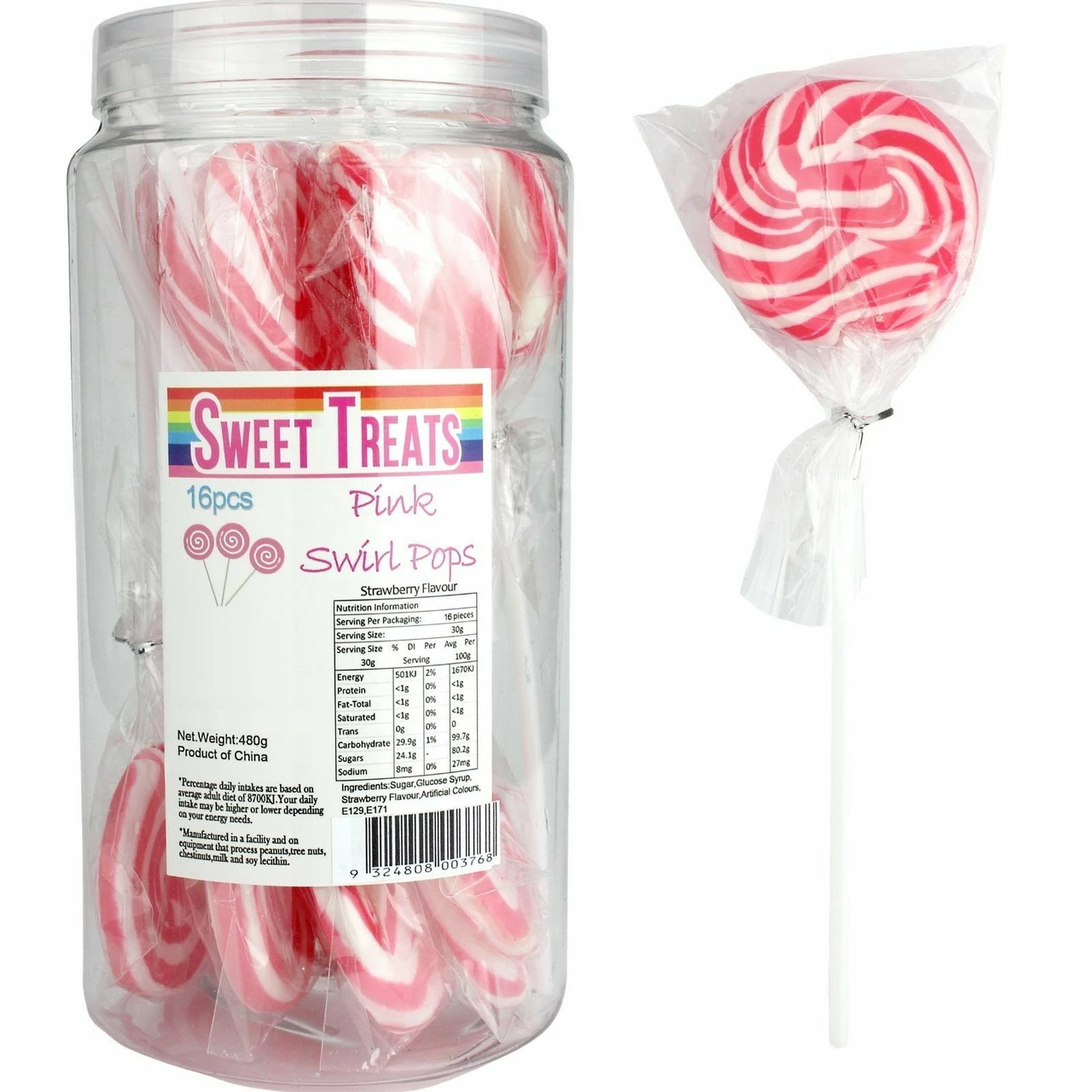 Swirl Pops 16 JAR Lollipops Pink 3 Swirl Pops 16 JAR Lollipops Pink