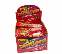 Zappo Millions Strawberry 24 X 75g -CONFECTIONERY WORLD Shop zappo millions strawberry 24 x 75g 18129.1710811705